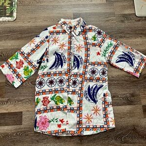 Label of Love Anthropology Tropical Fruit Print Beach Cover Up Sz Med NWT Women